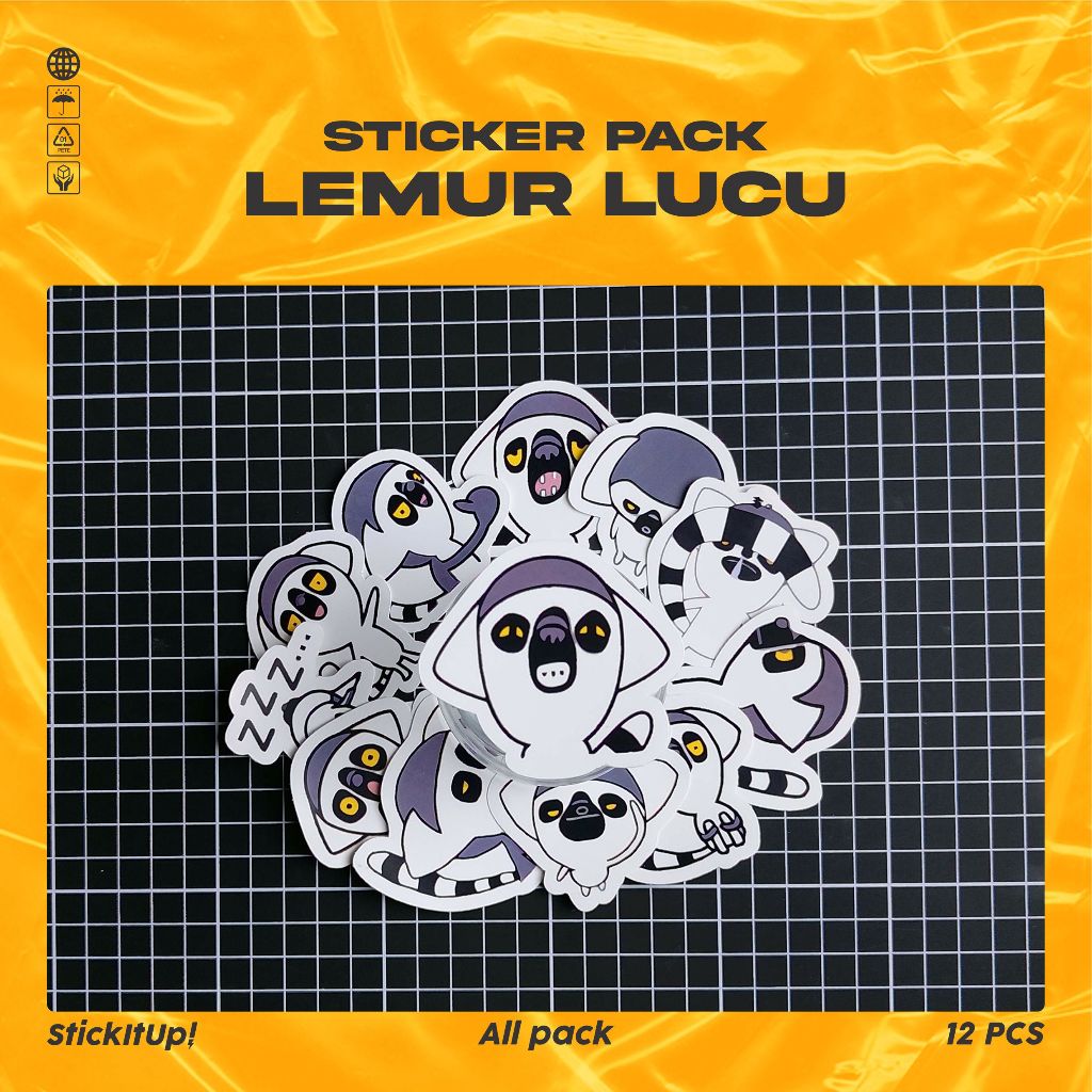 

COD✨ StickitUp Stiker Pack Lemur Lucu Untuk Koper Laptop Skateboard