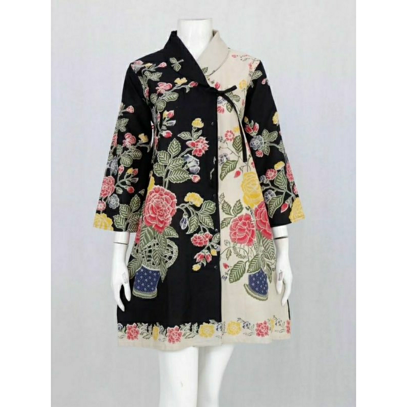 tunik batik modern kancing motif encim