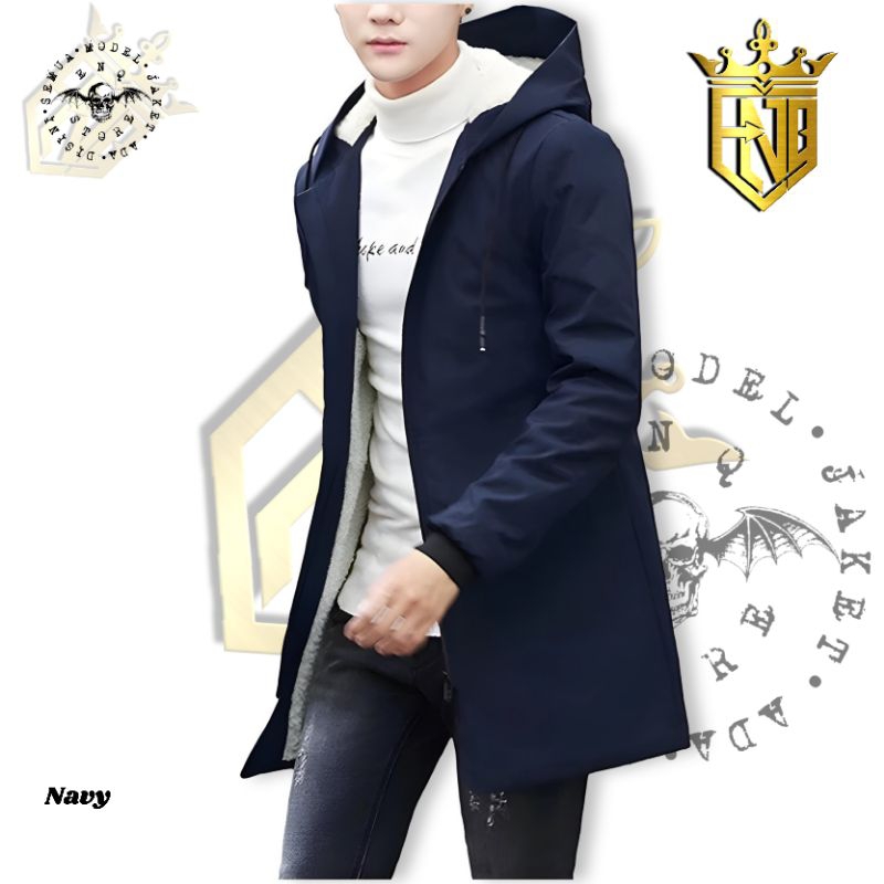 Jaket Pria Kasual Sherpa / Long Coat Sherpa / Jaket Panjang Pria Korea Style