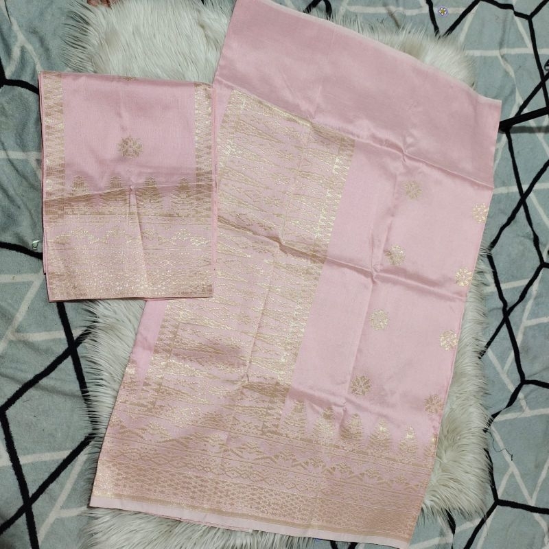 Songket silungkang warna pink soft