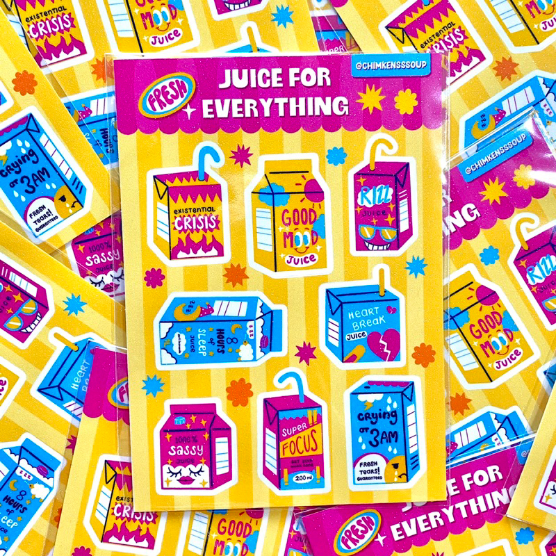 

Juice For Everything Glitter Sticker Sheet | Chimkensssoup