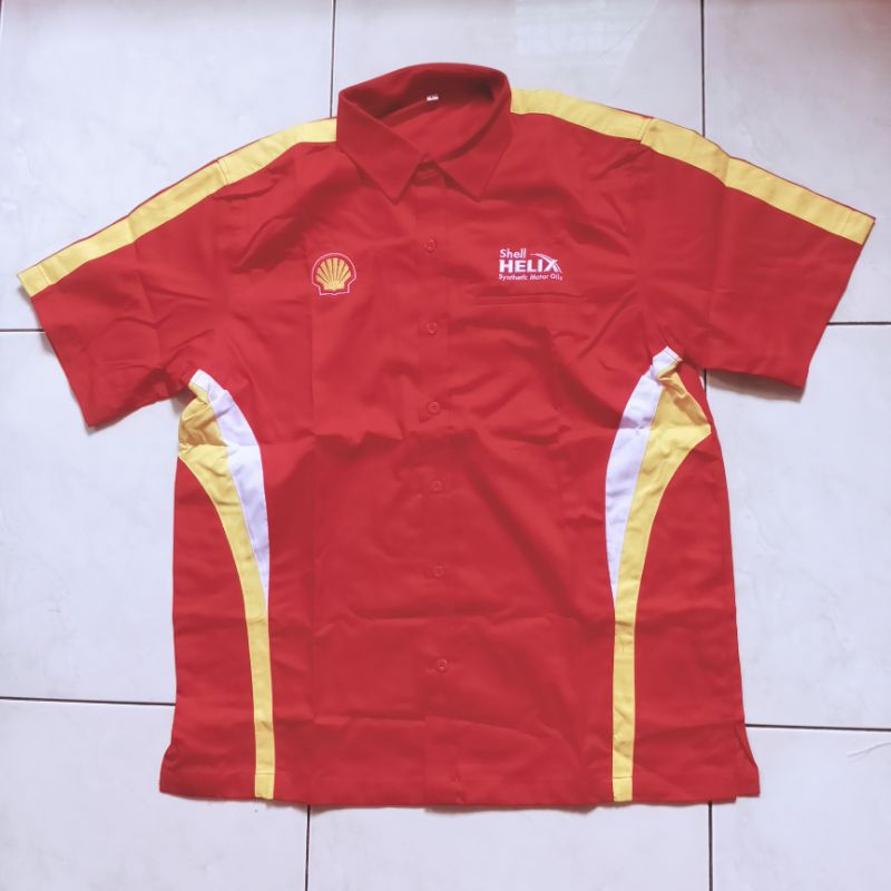 kemeja baju mekanik handal shell BIWS oli Shell Helix Size L