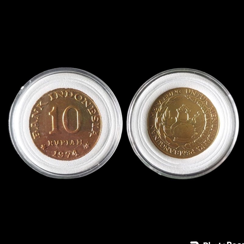 Koin Kuno 10 Rupiah 1974 Tabanas KUNING + Kapsul Pelindung Khusus