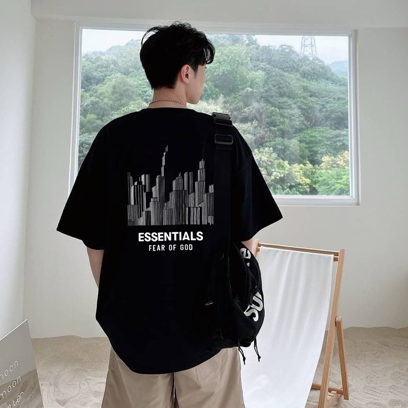 ESSENTIALS FEAR OF GOD Kaos BLACK T-shirt Oversize Premium