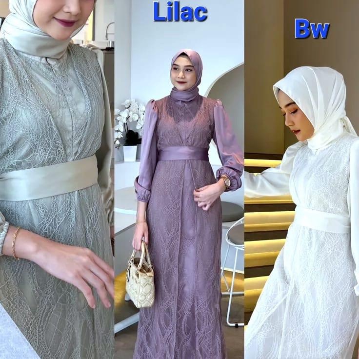 Terlaris Dress Brukat Florenza Busui Gamis Mewah Premium Elegan Syari Kondangan Pesta Trendi Terbaru