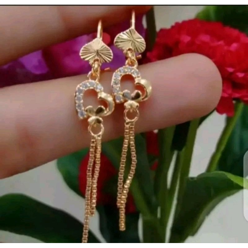 Anting Desy jurai motif ikatan pita titanium gold' perhiasan wanita anti karat