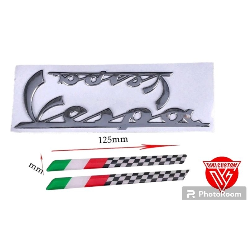 emblem vespa 3D warna motor listrik uwinfly T3 T4 T5 super smooth zuzu exotic. aksesoris vespa sprin