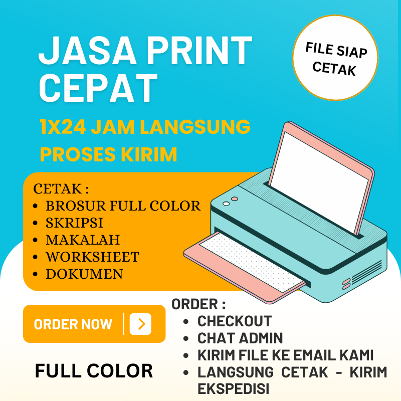 

[HARGA PER 1 LEMBAR] JASA CETAK KERTAS PRINT CEPAT 1X24 JAM PROSES CETAK FULL COLOR HVS A4 A5 A6 1 sisi