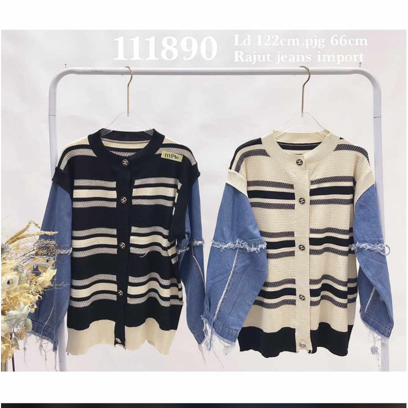 atasan rajut kombinasi jeans import