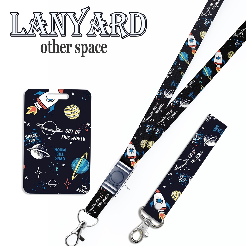 

STRAP LANYARD CARD HOLDER Outer Space Astronot Gantungan Kunci, Handphone, ID Card