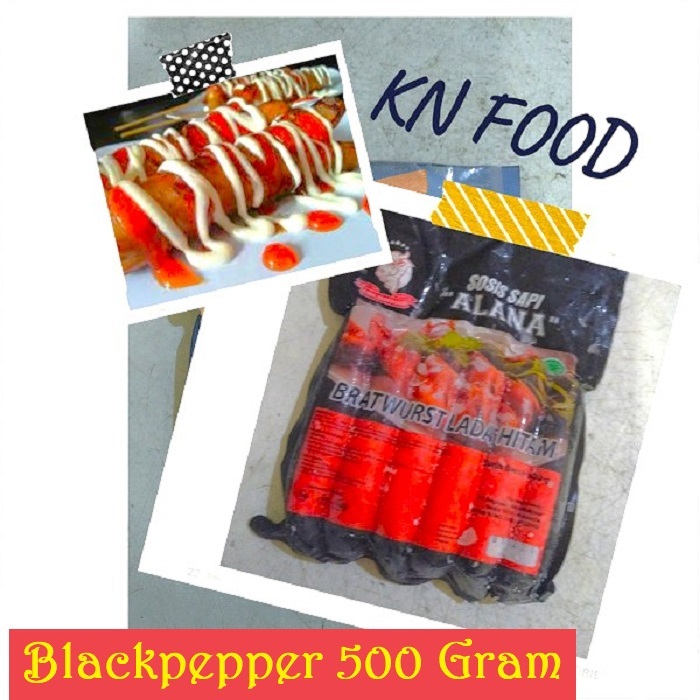 

Sosis Sapi Alana JUMBO Lada Hitam Isi 6pcs 500grm.
