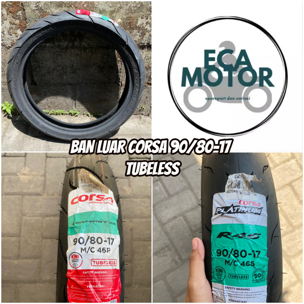 BAN LUAR BEBEK MERK CORSA 90/80-17 TUBELESS || BAN LUAR DEPAN BELAKANG 90/80-17 TUBLESS