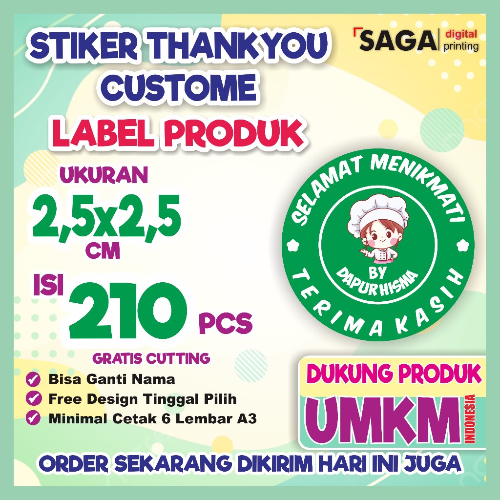 

Stiker Thankyou | Thank You | Selamat Menikmati ukuran 2,5x2,5 isi 210 pcs