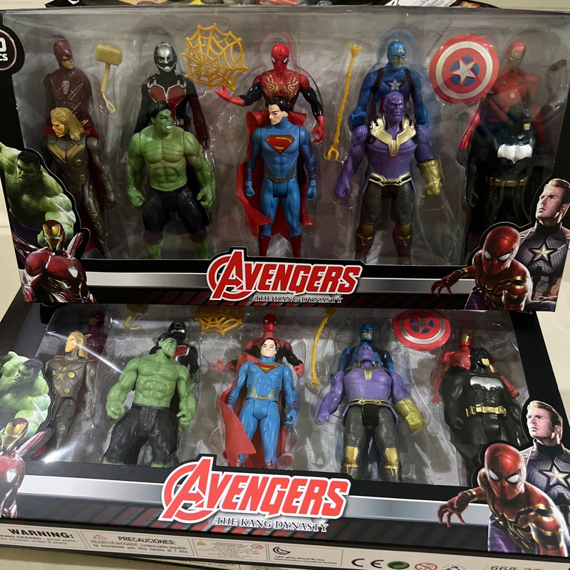 Mainan robot anak avenger isi 10 bisa digerakkan tangan kaki kepala kado ultah avengers set