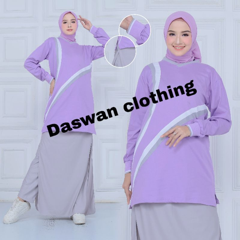 setelan baju senam rok celana seragam senam wanita muslimah