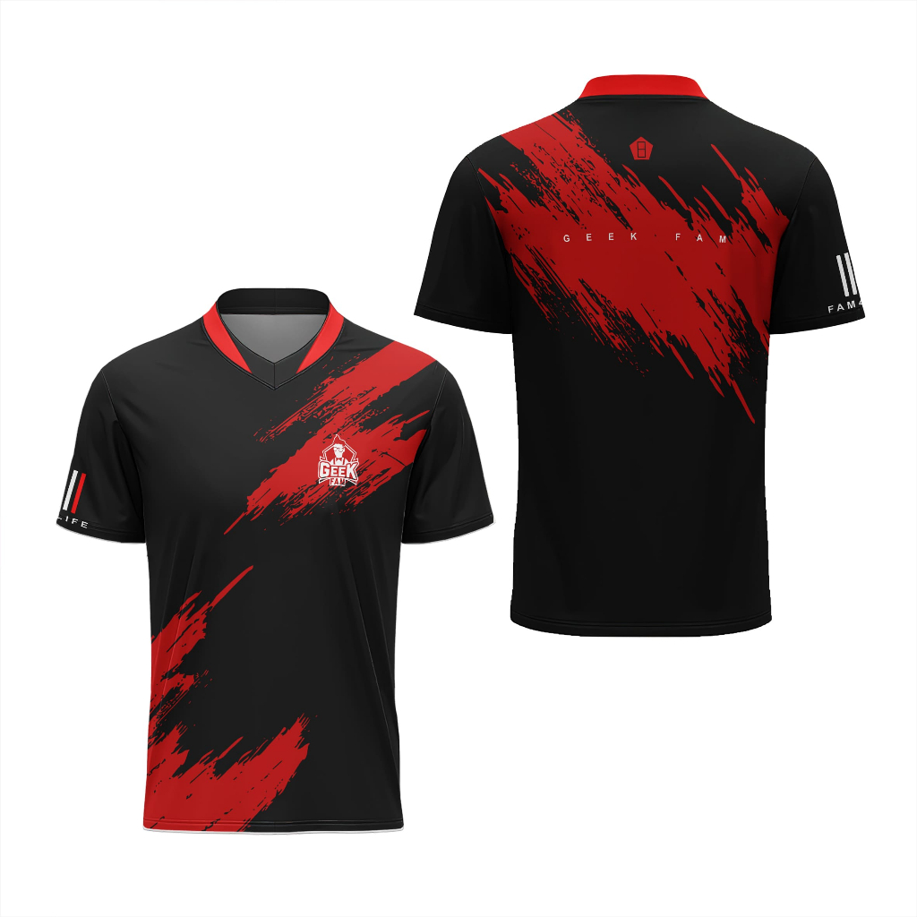 Baju Kaos Jersey eSport GEEK FAM Gaming Custom Printing Kaos Gamers