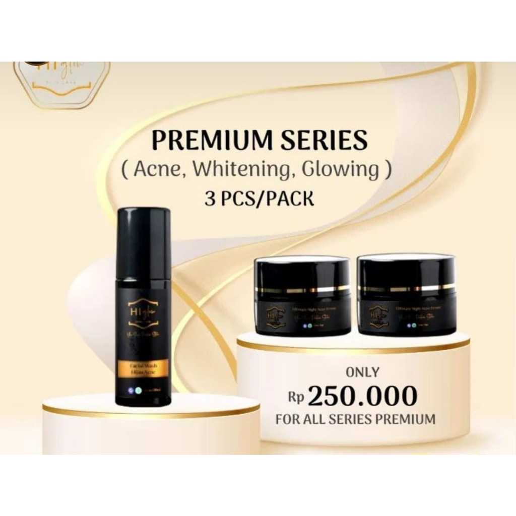 Paket Premium Acne / Whitening / Glowing - Hi Glow Skincare AC1+ /AC2+ /AC2+ /AC3+ /AC4+ / isi 3 Ite