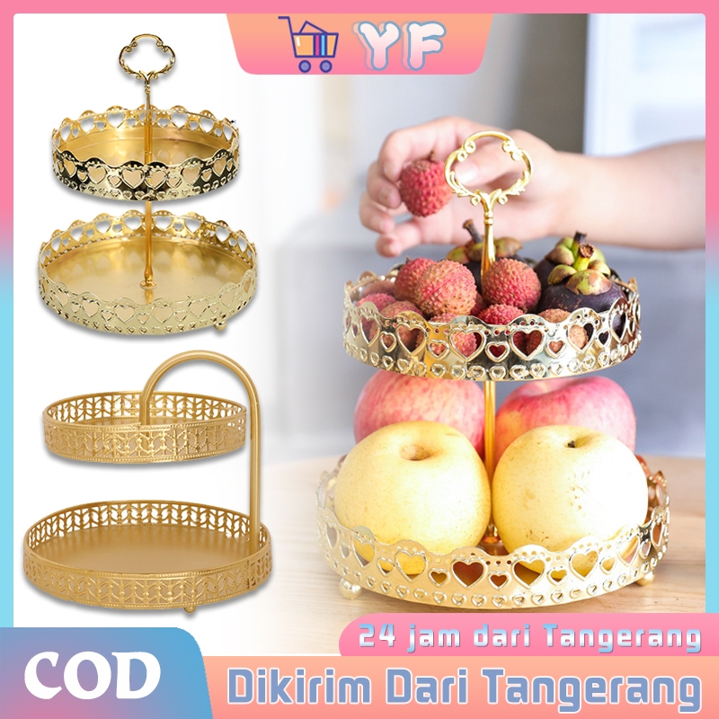 Kualitas Tinggi Piring Saji Kue Tingkat Wadah Kue Bertingkat Piring Buah Kue 2 Susun