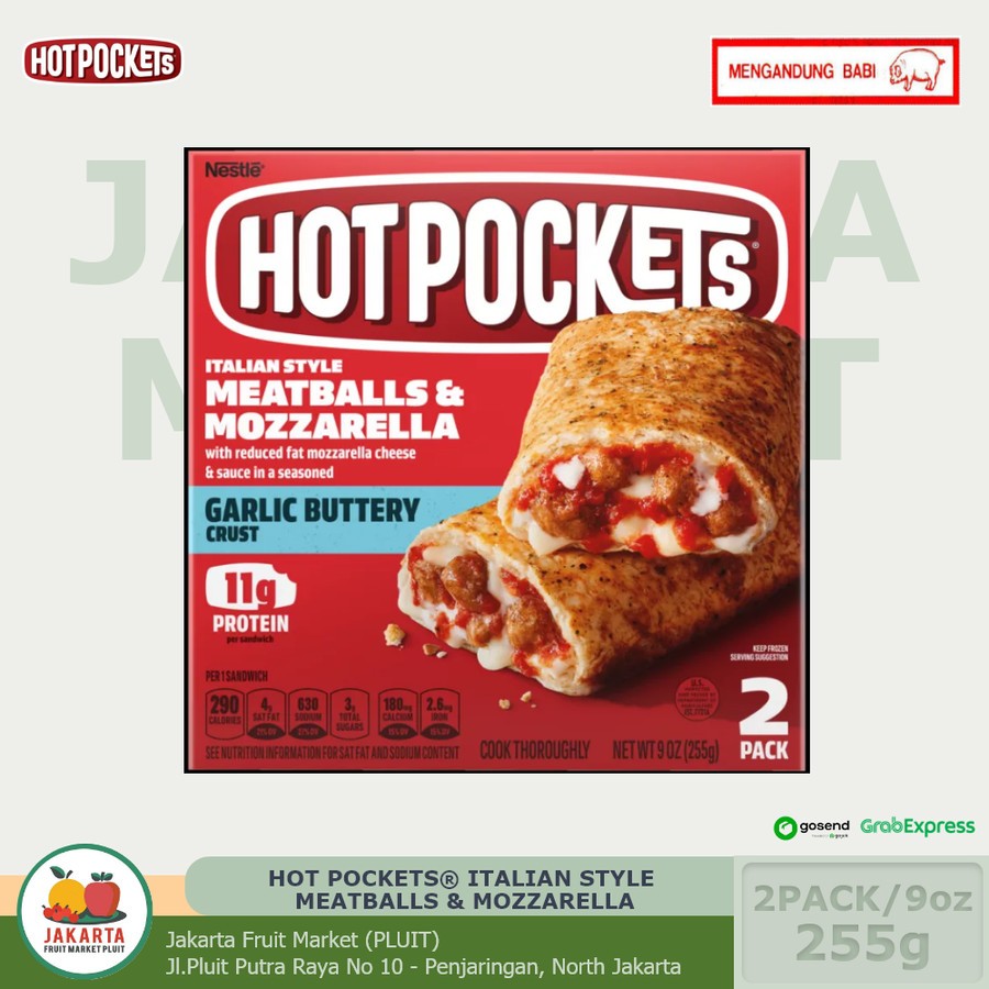 

HOT POCKETS® ITALIAN STYLE MEATBALLS & MOZZARELLA Garlic Buttery 9OZ (225GR)