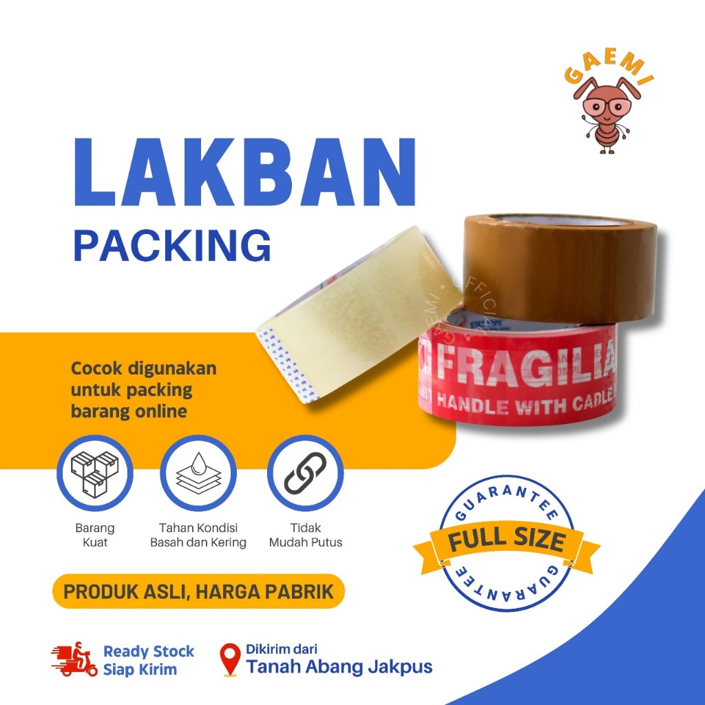 

Lakban Bening Coklat Gaemi 60y 90y dan 100y eceran