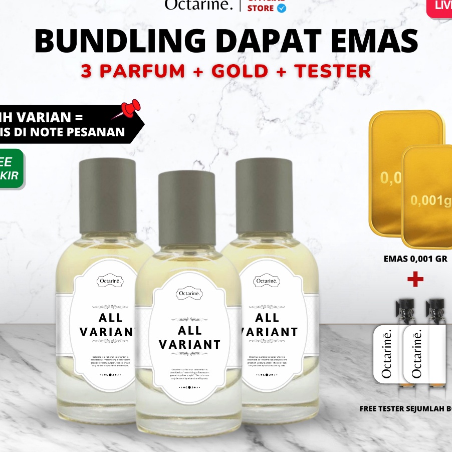 LELANG KHUSUS LIVE  Bundling 3 Botol Parfum 3ml Gratis Emas Bebas Pilih Variant  Octarine Perfume