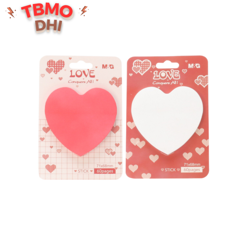 

TBMO M&G HEART SHAPE STICKY NOTES 60 SHEETS 71X68MM RED & WHITE - 109604/AS33V174 / Sticky Note