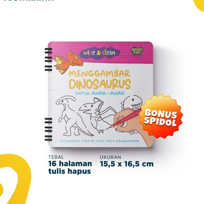 

Wipe & Clean Belajar Menggambar Dinosaurus FREE Spidol