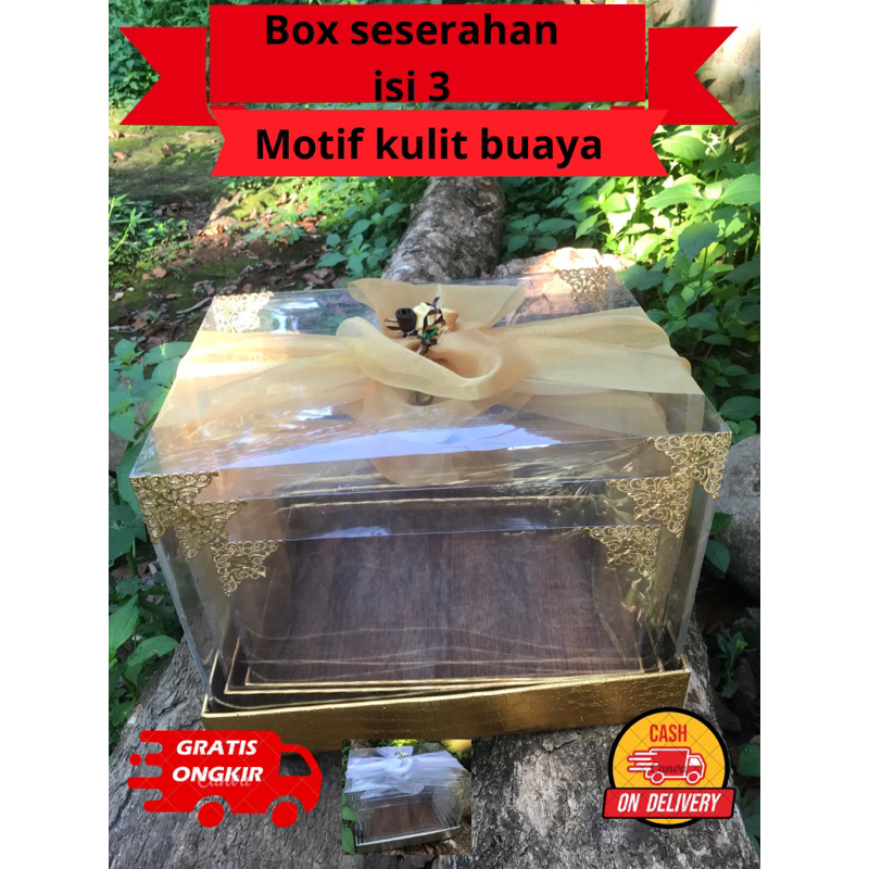 

box seserahan premium mewah isi 3 /kotak hantaran mewah isi 3 harga murah / kotak seserahan pernikahan box hantaran lamaran pernikahan bahan vinil motif kulit buaya mewah harga murah