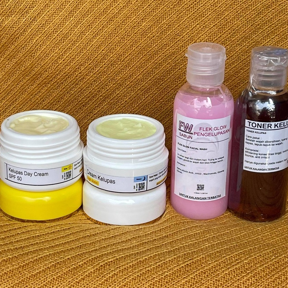 HEMAT PROMO PAKET LENGKAP KELUPAS  SABUN PINK  CREAM SIANG MALAM  TONER KELUPAS