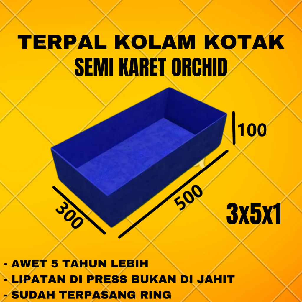 Terpal Kolam Ikan Kotak Semikaret Bahan Tebal Orchid 3x5x1 5x3x1 500x300x100 300x500x100 - Barang Re