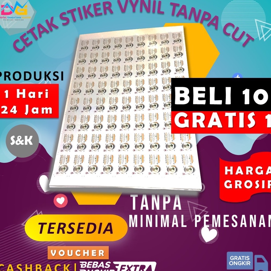 

CETAK STIKER VYNIL A3 PRINT SAJA TANPA CUTTING Dijual Murah