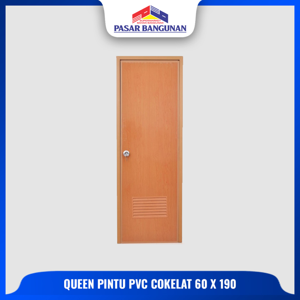 Pintu Queen PVC Cokelat 60x190 Pintu Kamar Mandi Polos