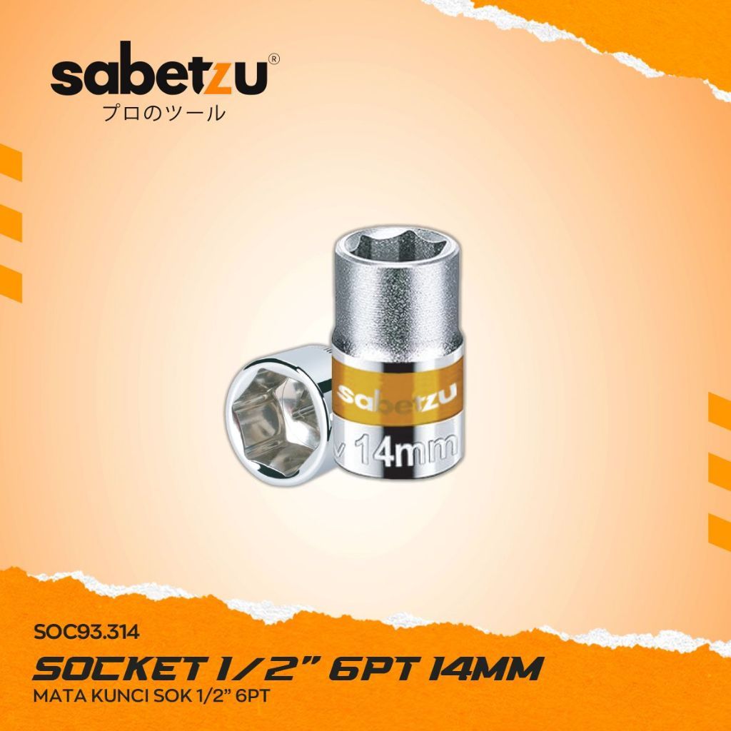 SABETZU 1/2" Kunci Mata Shock Sok 6PT 14mm Mata Kunci Shock Impact Socket 1/2 Inch Mata Kunci Sok Sh