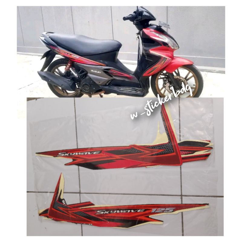 Striping Stiker Suzuki Skywave 2008 Merah Hitam