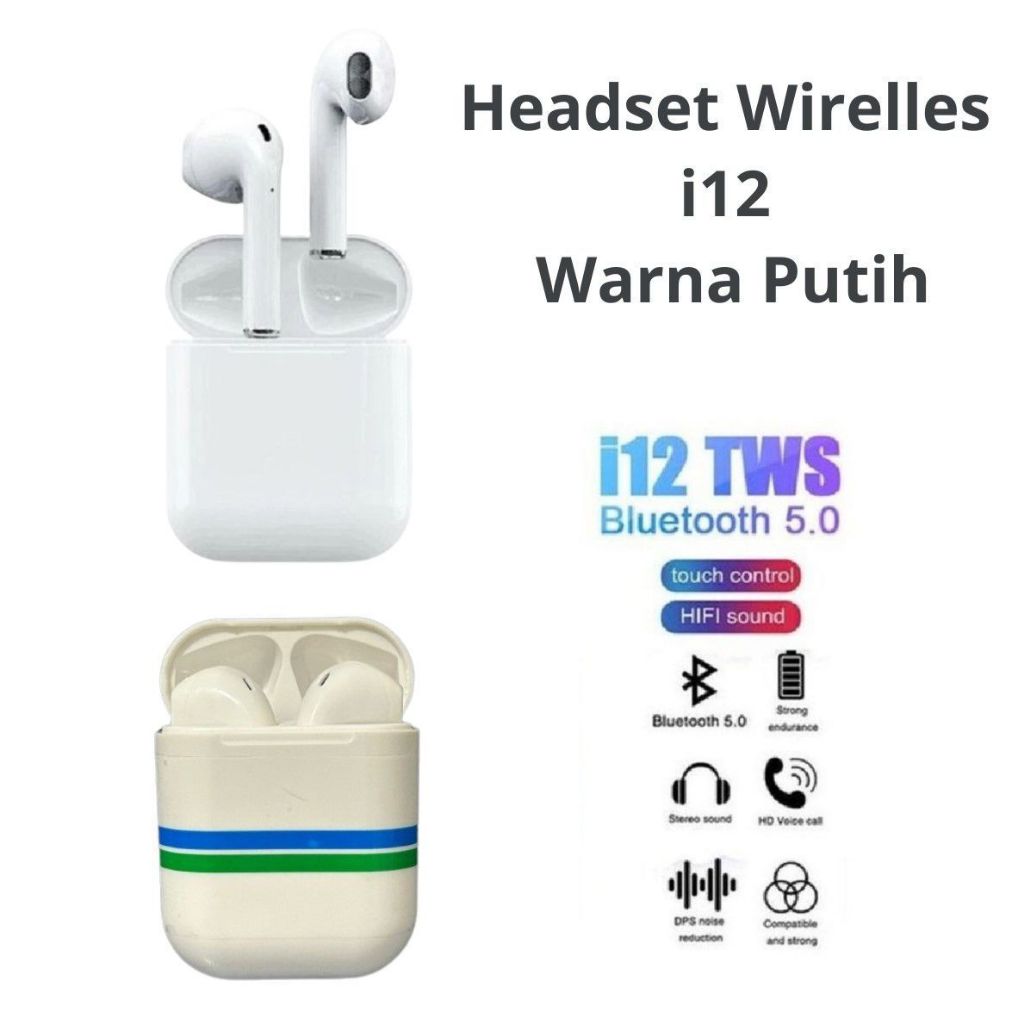 ￼I12 TWS Headset Earphones Bluetooth Wireless