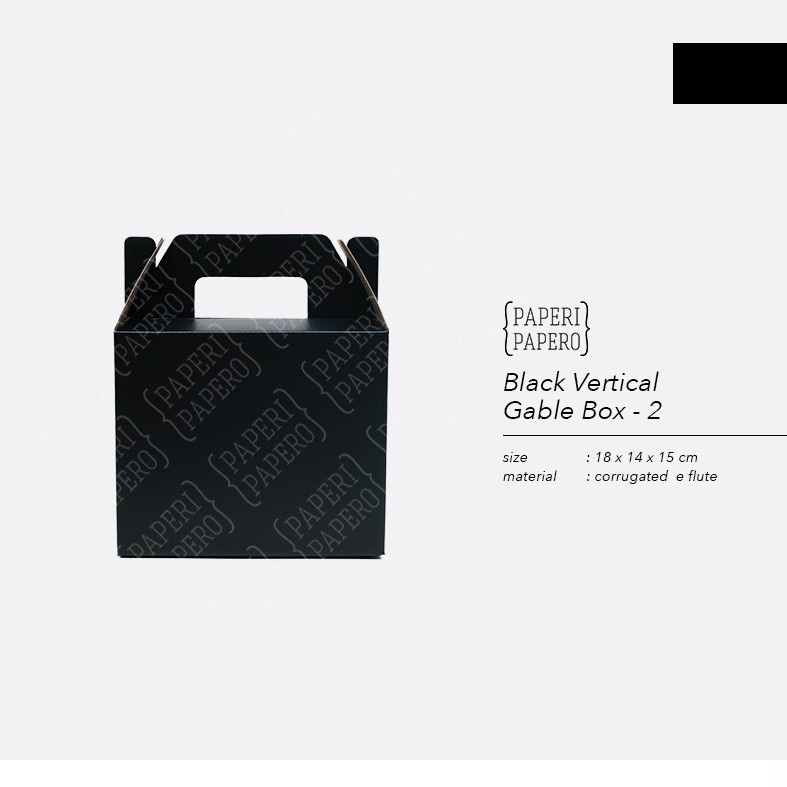 

Black Vertical Gable Box 2 Kotak Kardus Hampers Hitam 18 x 14 x 15 cm (10 pcs)