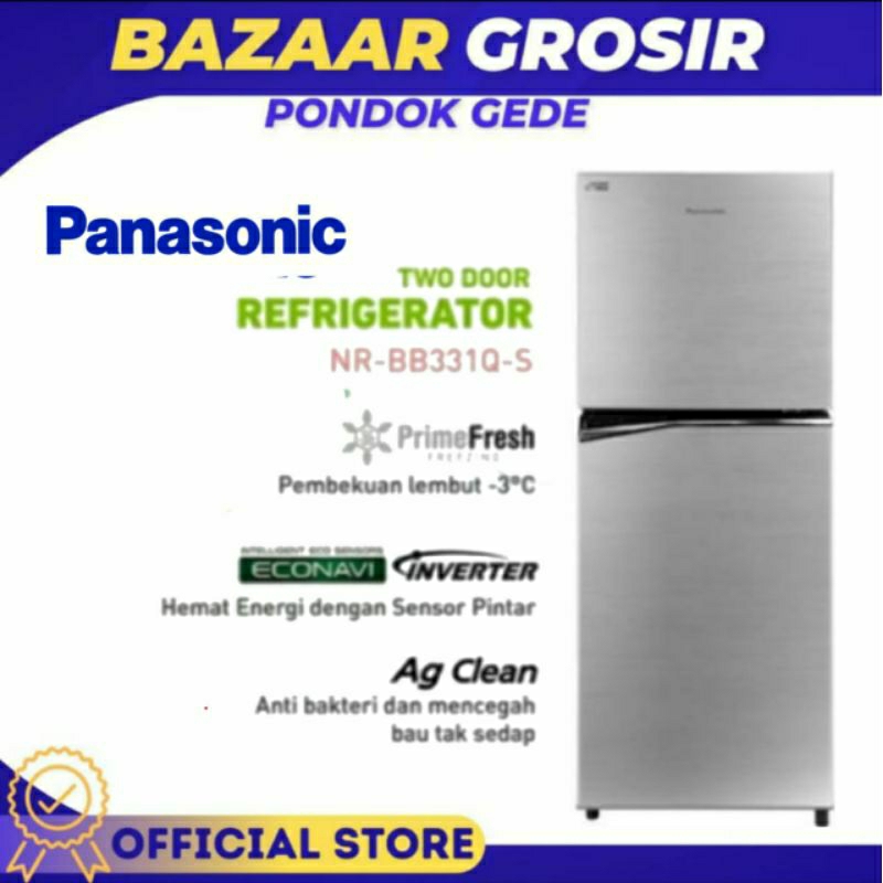 KULKAS 2 PINTU PANASONIC NR-BB331Q-S INVERTER 303L NR BB331Q