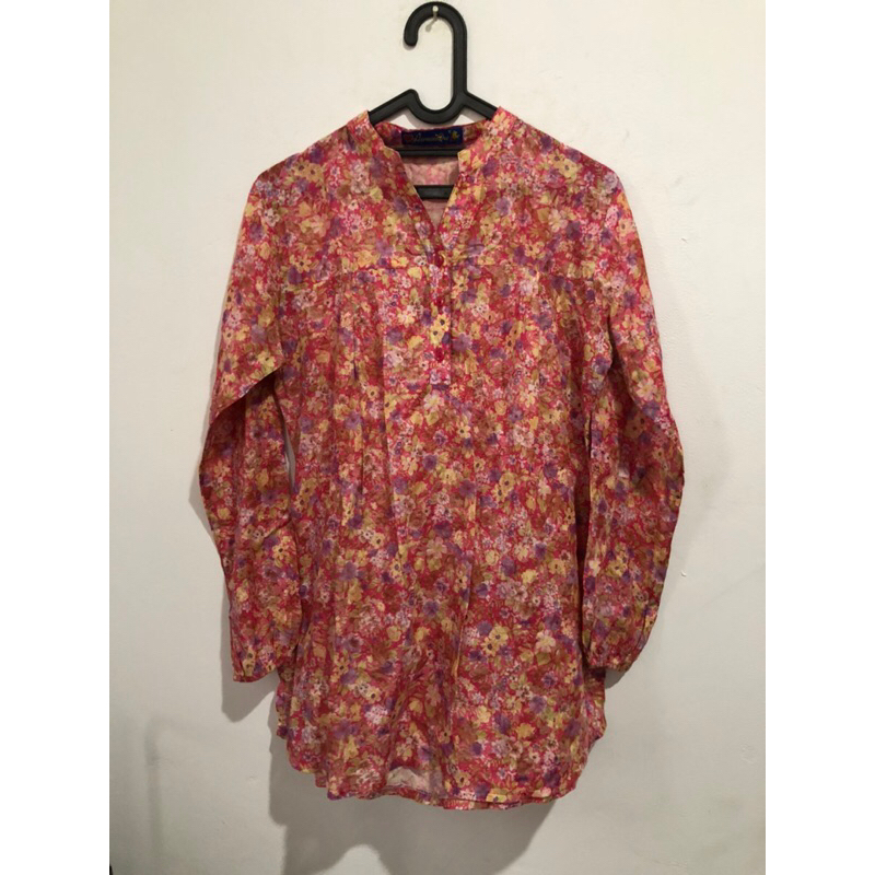 preloved blouse batik lengan panjang ld 100