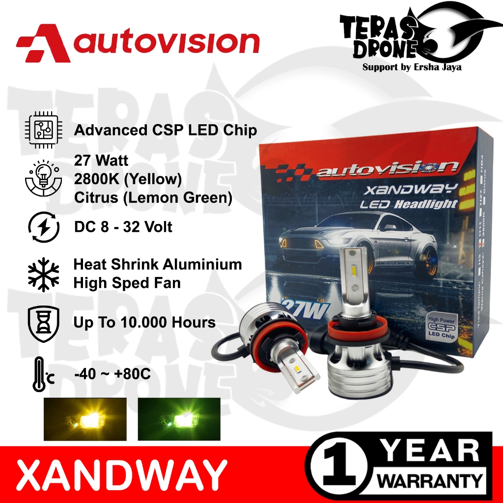 LED Autovision Xandway H3 H8 H9 H11 H16 H27 HB4 - 27 Watt - Kuning - Citrus