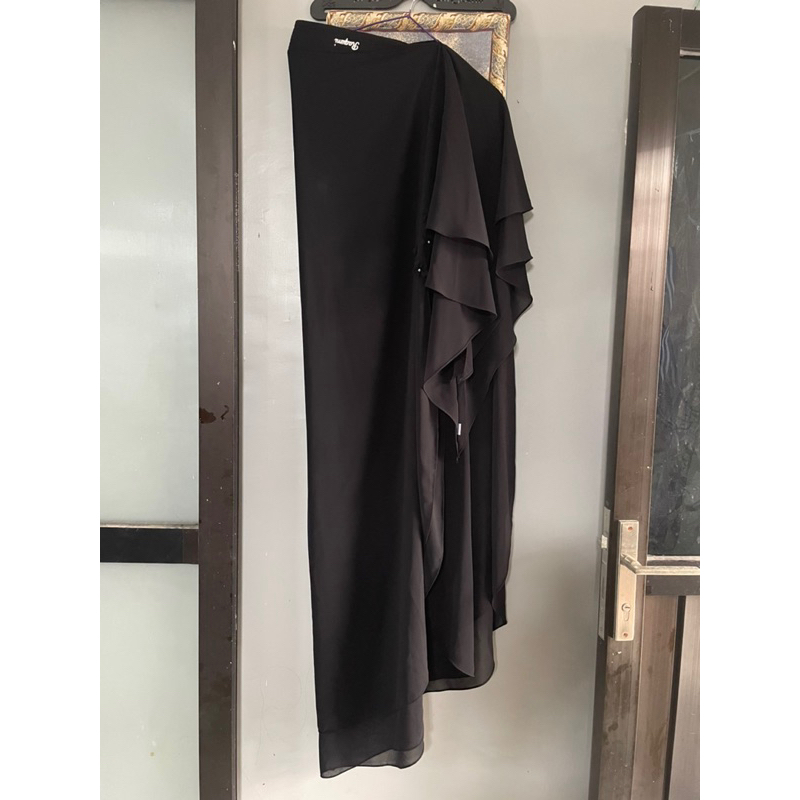 Raqumi hijab roudho khimar ceruty 2 layer hitam