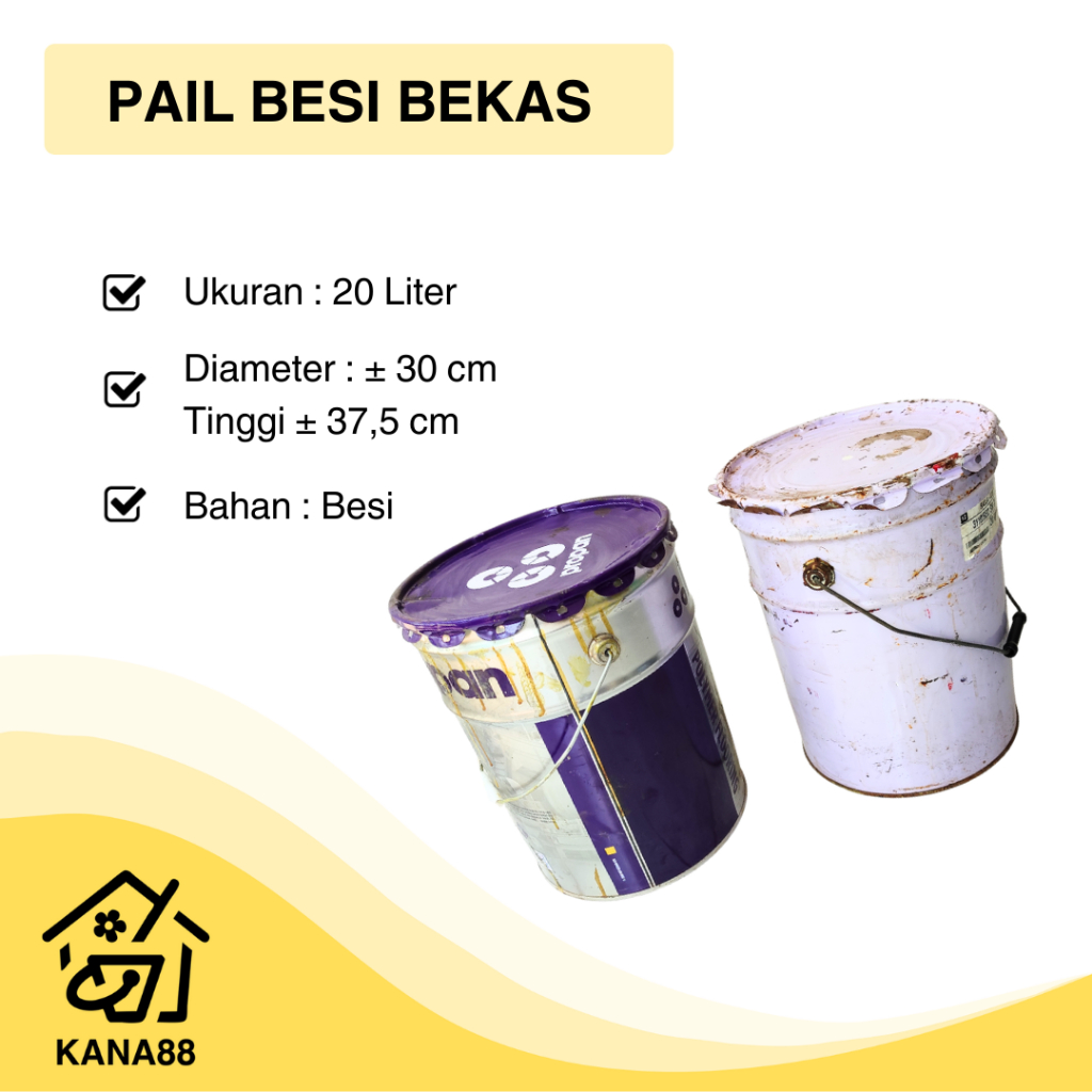 Pail Besi Kosong 20 Liter Ember Timba Bekas Warna Random
