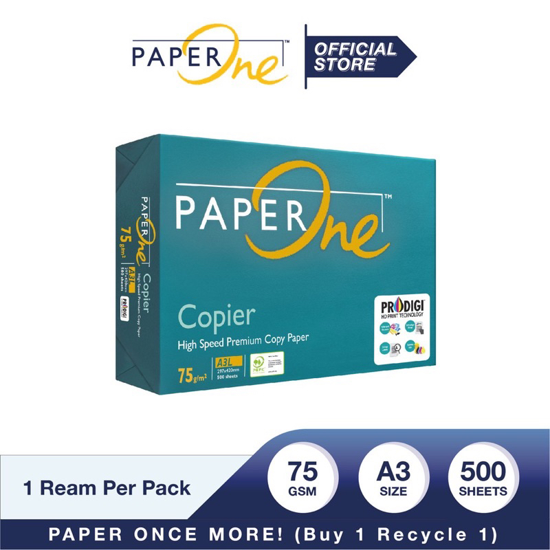 

Kertas HVS A3L PAPER ONE 75 gsm (1 rim)