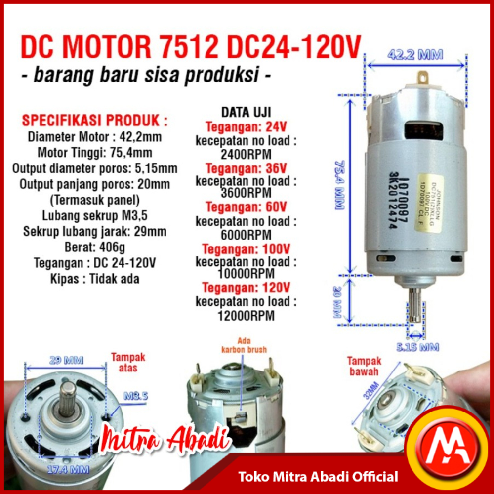 Dinamo Motor 7512 DC 24 - 120V