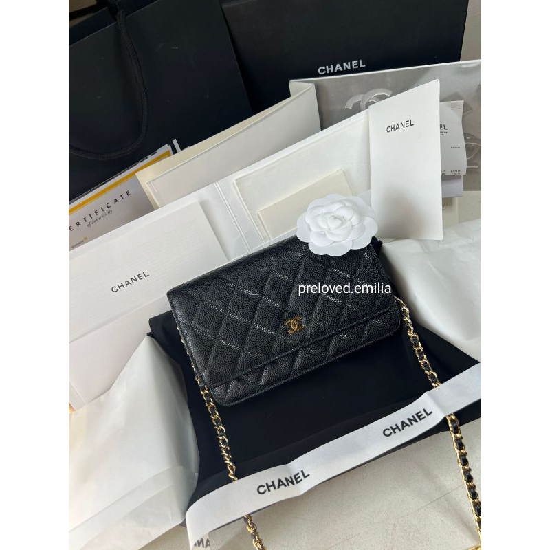 nego preloved rec 2023 chanel wallet on chain (WOC) winter mini small flap authentic