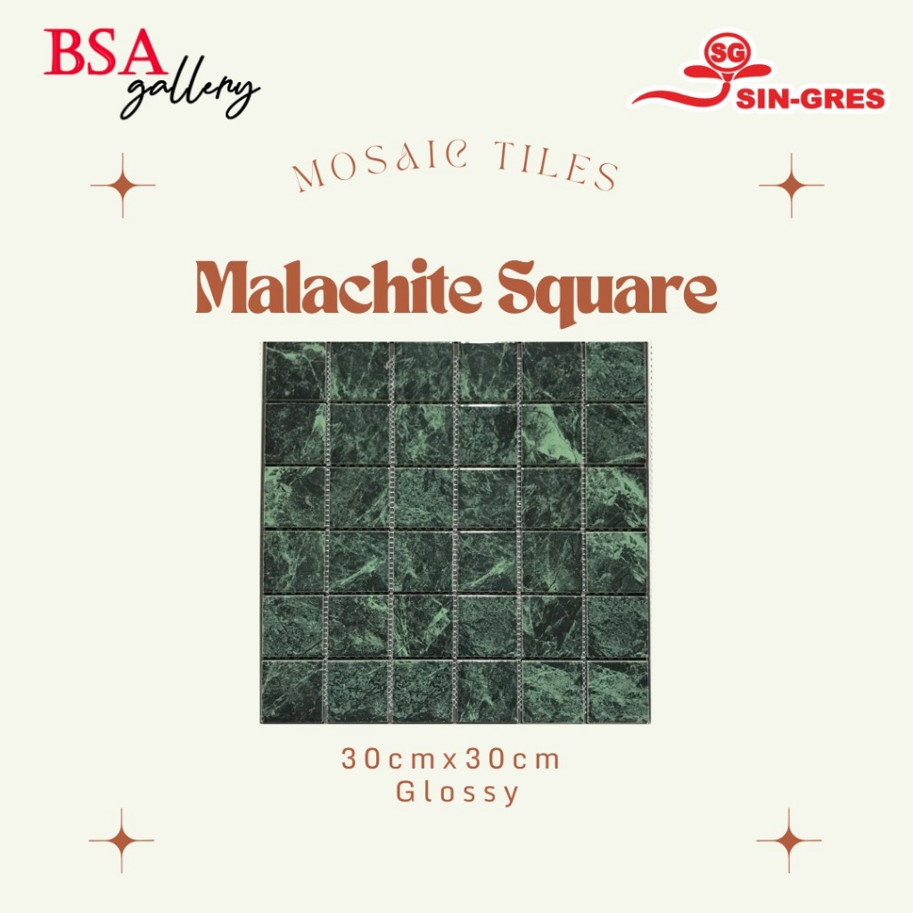MOSAIC KERAMIK GLOSSY HIJAU / MOZAIK LANTAI DINDING DAPUR KAMAR MANDI