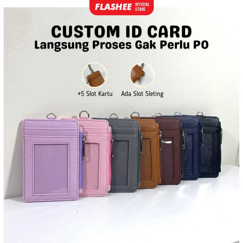 

Lanyard ID Card Custom Nama Logo Name Tag Kulit Sintetis Custom Satuan Bebas