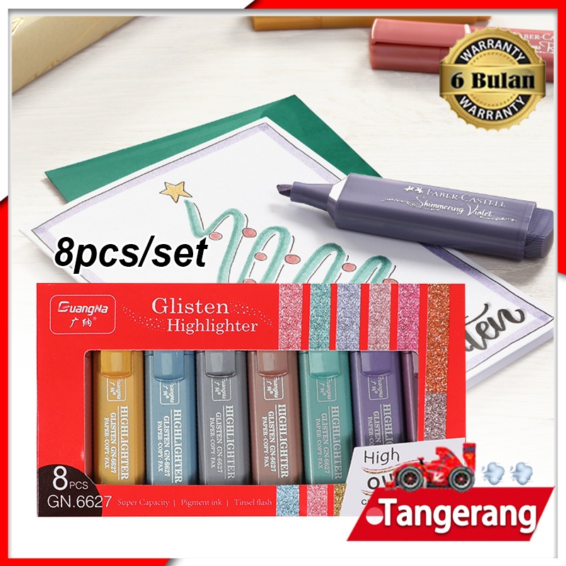 

8pcs/box Textliner Faber Castell Highlighter Metalik 8 Warna Textliner 46 Metallic