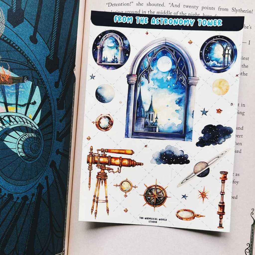 

Sticker A6 Hogwarts Astronomy Tower Tema Harry Potter Stiker Jurnal Sticker Sheet Aesthetic