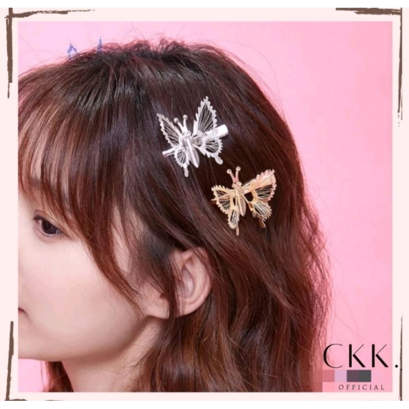 JEPIT KUPU KUPU BERGERAK / GOYANG JEPIT RAMBUT KUPU KUPU GOLD SILVER BERGERAK