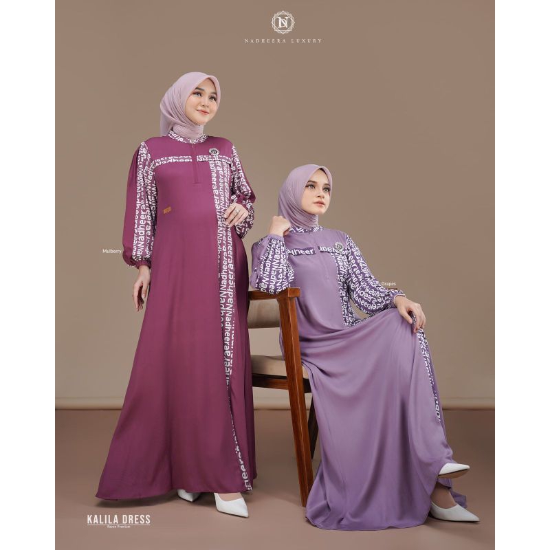 KALILA DRESS Gamis Polos Motif Nadheera Limited by Nadheera
